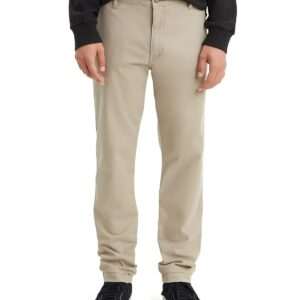 Mens Khaki Brown Standard Taper Fit Chino Pants Jeans