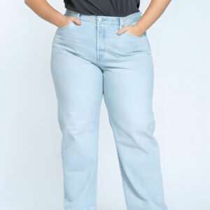 straight leg jeans light wash denim curve